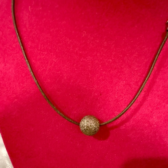 Diamond Pave Circle Pendant Necklace on Leather - Picture 5 of 6